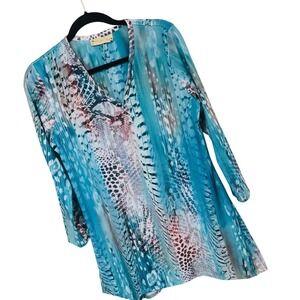 Impulse‎ California Animal Print Rhinestone Tunic Dress Womens M Asymmetric BOHO